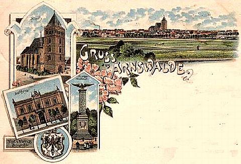 Arnswalde/Nm -- Jugendstil-Gru&szlig;karte von um 1900