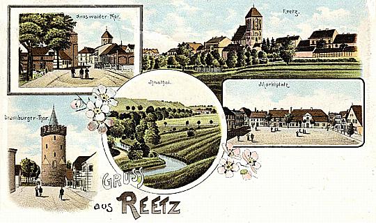 Reetz -- Gru&szlig;karte von um 1900