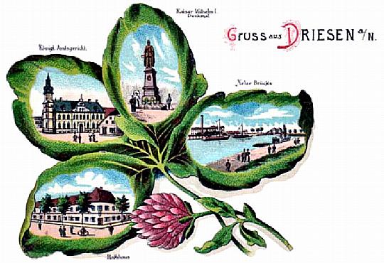 Driesen/Nm -- Gru&szlig;karte mit 4 Stadtansichten