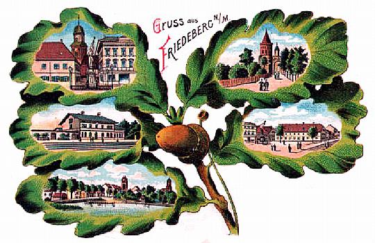 Friedeberg/Nm -- Gru&szlig;karte mit 5 Stadtansichten