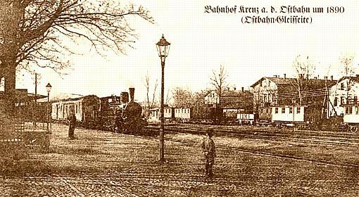 Neumark -- Bahnhof in Kreuz um 1890