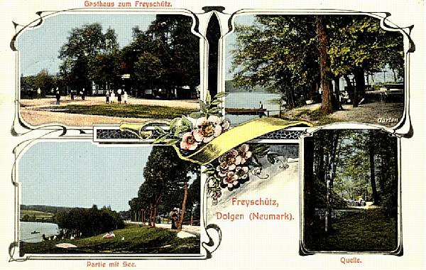 Dolgen bei Woldenberg/Nm -- Gru&szlig;karte mit 4 Ansichten