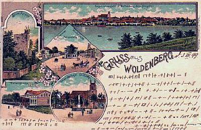Woldenberg -- Kuriose Gru&szlig;karte von 1899