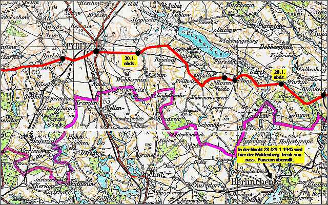 Fluchtweg Teil 2 des Woldenberger Birkenhof-Trecks (Richtung Oder)