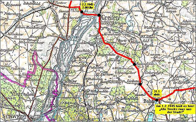 Fluchtweg Teil 3 des Woldenberger Birkenhof-Trecks (Richtung Oder)