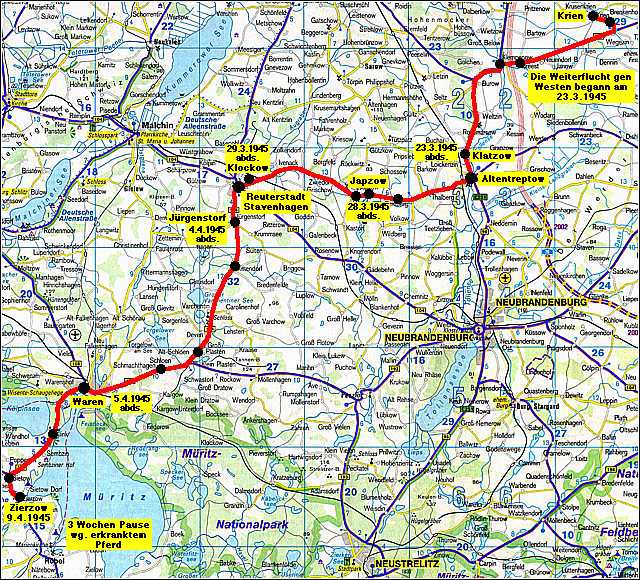Fluchtweg Teil 6 des Woldenberger Birkenhof-Trecks (Richtung Westen)