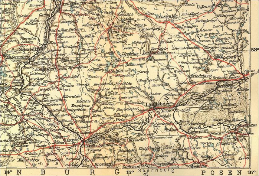 Die weitere Umgebung von Woldenberg um 1911