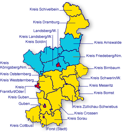 Kreis-Karte der brandenburgischen Neumark