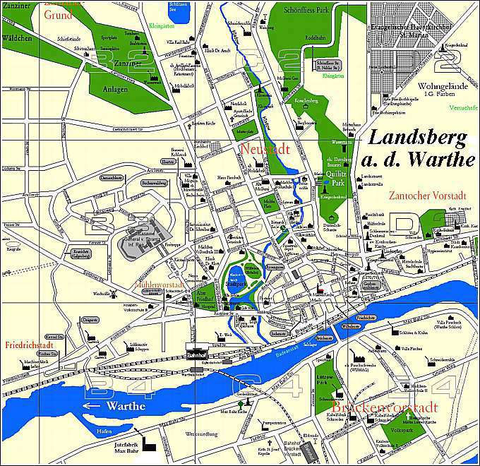 Landsberg-Stadtplan von 1940